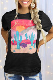 Cactus and Desert Print Graphic Tees for Women UNISHE Wholesale Short Sleeve T shirts Top