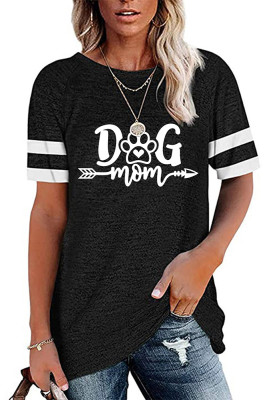 Dog Mom Print Graphic Tees for Women UNISHE Wholesale Short Sleeve T shirts Top