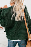 Green Open Front Chunky Knit Cardigan