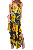 Sling V-Neck Sunflower Dress