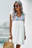 Summer Beach Floral Sleeveless V Neck Mini Dress