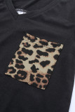 Leopard Printed Splicing T-Shirt