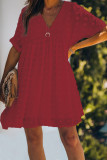 Red Fever Pitch Pom Babydoll Tunic Dress