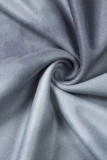 Gray U Neck Gradient Color Printed Sling Sleeveless Swing Mini Dress