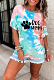 Dog Paw and MOM Print Graphic Tees for Women UNISHE Wholesale Short Sleeve T shirts Top