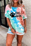 Dog Paw and MOM Print Graphic Tees for Women UNISHE Wholesale Short Sleeve T shirts Top