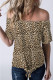 Leopard Off-The-Shoulder Short Sleeve Top