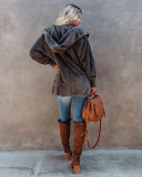 Hooded Plush Wool Coat With Pockets