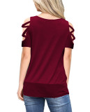 Loose Solid Color Hollow Out Tee