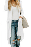 Solid Color Long Cardigan With Pockets