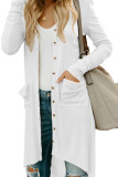 Solid Color Long Cardigan With Pockets