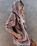 Hooded Plush Wool Coat With Pockets