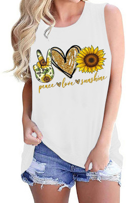 Love Heart Sunflower Printed Tank Top