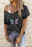 Butterfly Print Graphic Tees for Women UNISHE Wholesale Short Sleeve T shirts Top