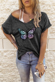 Butterfly Print Graphic Tees for Women UNISHE Wholesale Short Sleeve T shirts Top