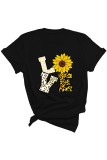 Love and Sunflower Print Graphic Tees for Women UNISHE Wholesale Short Sleeve T shirts Top