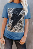 Leopard Lightning Print Graphic Tees for Women UNISHE Wholesale Short Sleeve T shirts Top