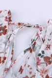 Multi-color Wrap V Neck Lantern Sleeve Floral Print Drape Blouse