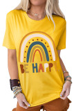 Be Happy Print Graphic Tees for Women UNISHE Wholesale Short Sleeve T shirts Top