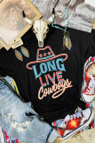 Long Live Cowboy Print Graphic Tees for Women UNISHE Wholesale Short Sleeve T shirts Top