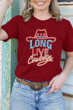 Long Live Cowboy Print Graphic Tees for Women UNISHE Wholesale Short Sleeve T shirts Top