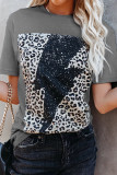 Leopard Lightning Print Graphic Tees for Women UNISHE Wholesale Short Sleeve T shirts Top