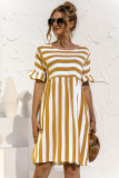 Stripe Over Stripe Ruffle Sleeve Dress