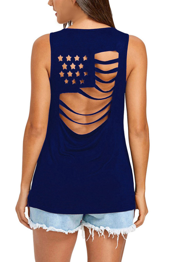 Amercian Flag Hollow-out Tank Top