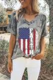 USA Flag Print Graphic Tees for Women UNISHE Wholesale Short Sleeve T shirts Top