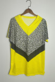 Yellow Leopard Color Blocking Short Sleeve T-shirt
