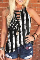 American Flag Hollow Out Plus Size Tank Top