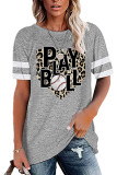 Leopard Baseball Print Graphic Tees for Women UNISHE Wholesale Short Sleeve T shirts Top