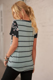 Gray Striped T-shirt with Patch Pocket