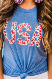 Parent-child Matching USA Leopard Print Kids T-Shirt