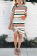 Red Short-Sleeved Striped T-shirt Mini Dress