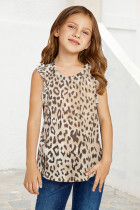 Leopard Ruffled Little Girl Tank