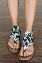 Cow Print Leopard Flat Sandals