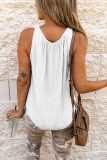 White Hollow-out Tank Top