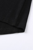 Black Leopard Color Block Short Sleeve Tee