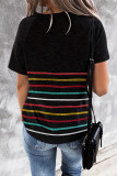 Black Colorful Striped Tee
