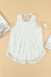 White Lace Hollow Out Sleeveless T-Shirt