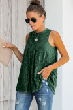 Green Lace Hollow Out Sleeveless T-Shirt