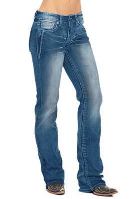 Dark Blue Straight Wash Jeans Pants