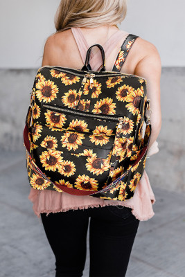 Black Sunflower PU Backpack MOQ 3PCS