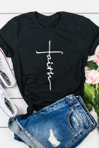 Faith & Hope & Love Print Graphic Tees for Women UNISHE Wholesale Short Sleeve T shirts Top