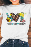 Sunflower Leopard Letters Print Graphic Tees for Women UNISHE Wholesale Short Sleeve T shirts Top