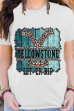 YELLOWSTONE Print Graphic Tees for Women UNISHE Wholesale Short Sleeve T shirts Top