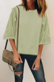 Green Crew Neck Kimono Sleeve Knit Top