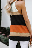 Orange Color Block Knitted Tank Top