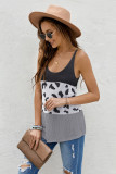 Black Colorblock Spotted Splicing Knit Tank